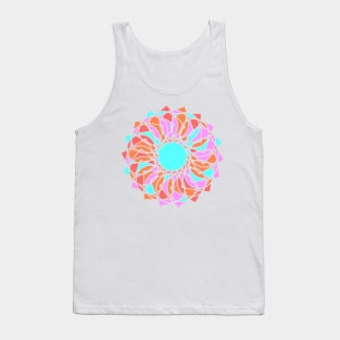 Digital mandala with random geometric repeated shapes in bright neon colors Tank Top